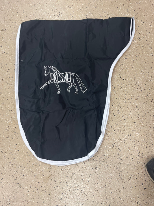 95.   Black dressage saddle canvas cover, tacke005