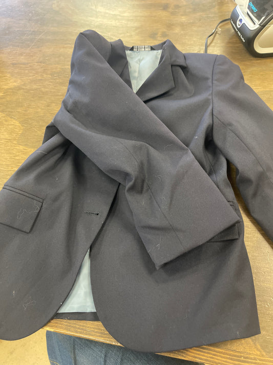 Kids 12 Navy show jacket with slate blue liner, Devon Aire, coats039
