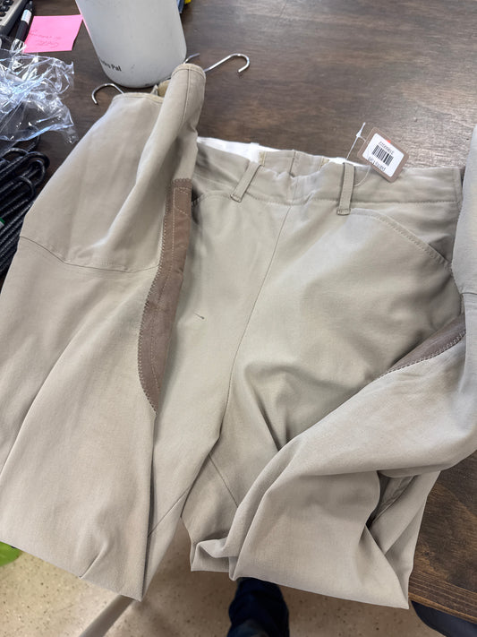 22. 28 tan Knee Patch Tailored Sportsman side zip breeches, pants138