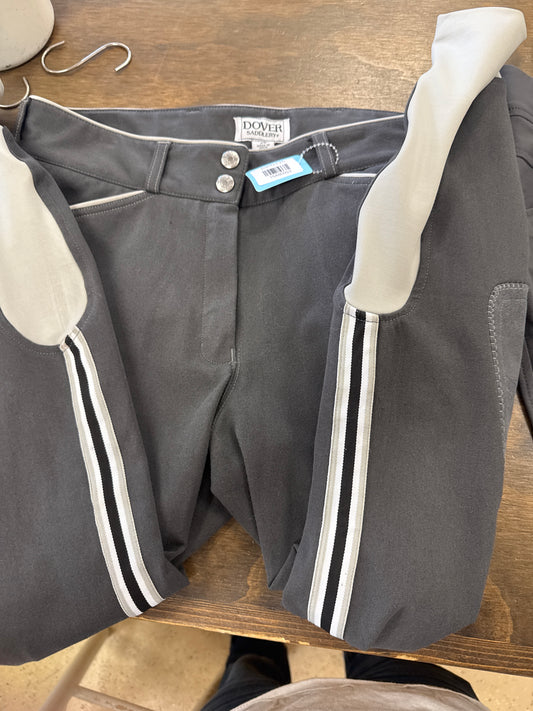 92. Lds 28 Grey Knee Patch piped breeches, Dover, pants135