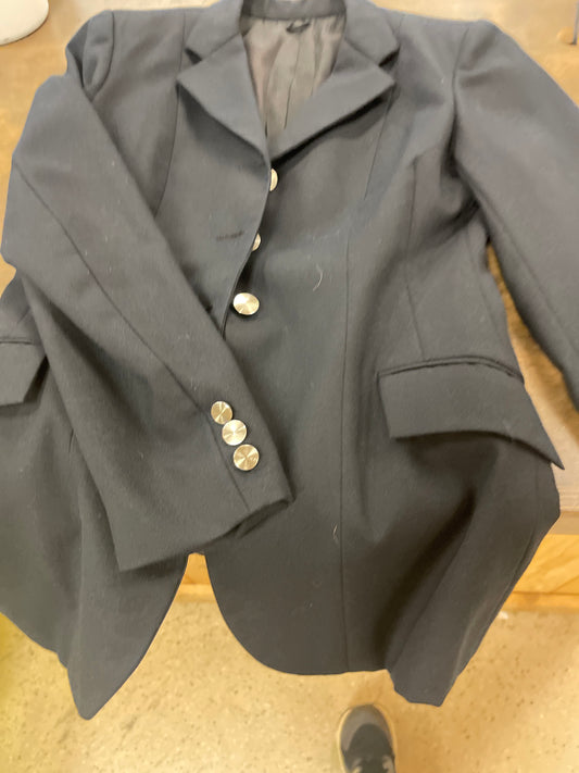 Lds 12R black dressage coat with silver buttons, Grand Prix coats099