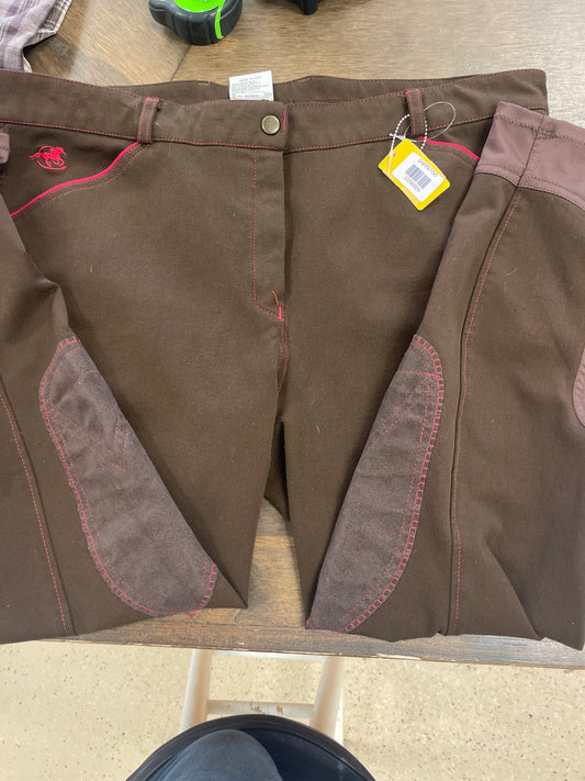 9. Lds 40 brown with pink piping knee patch piper breeches, pants160