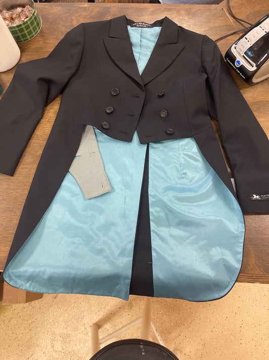 Kids 12 black Shad belly with turquoise lining and tails, RJ Classics NWT coats061