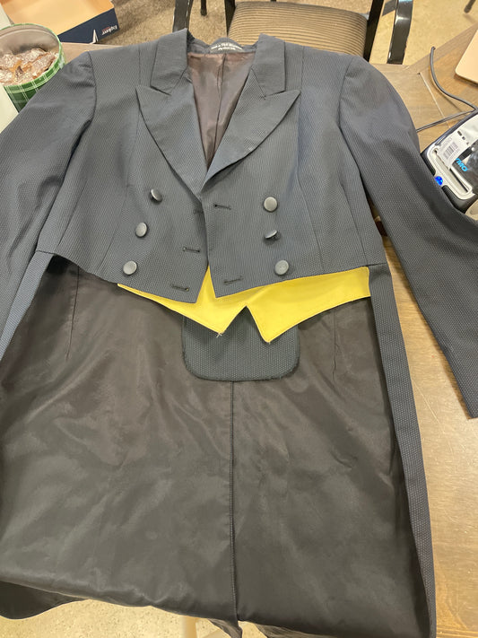 Lds 12? black speckled Shad belly with black lining and tails, RJ Classics coats063