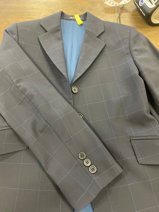 Kids 14 Navy checkered Show jacket with blue lining, Tailored Sportsmen, coats044