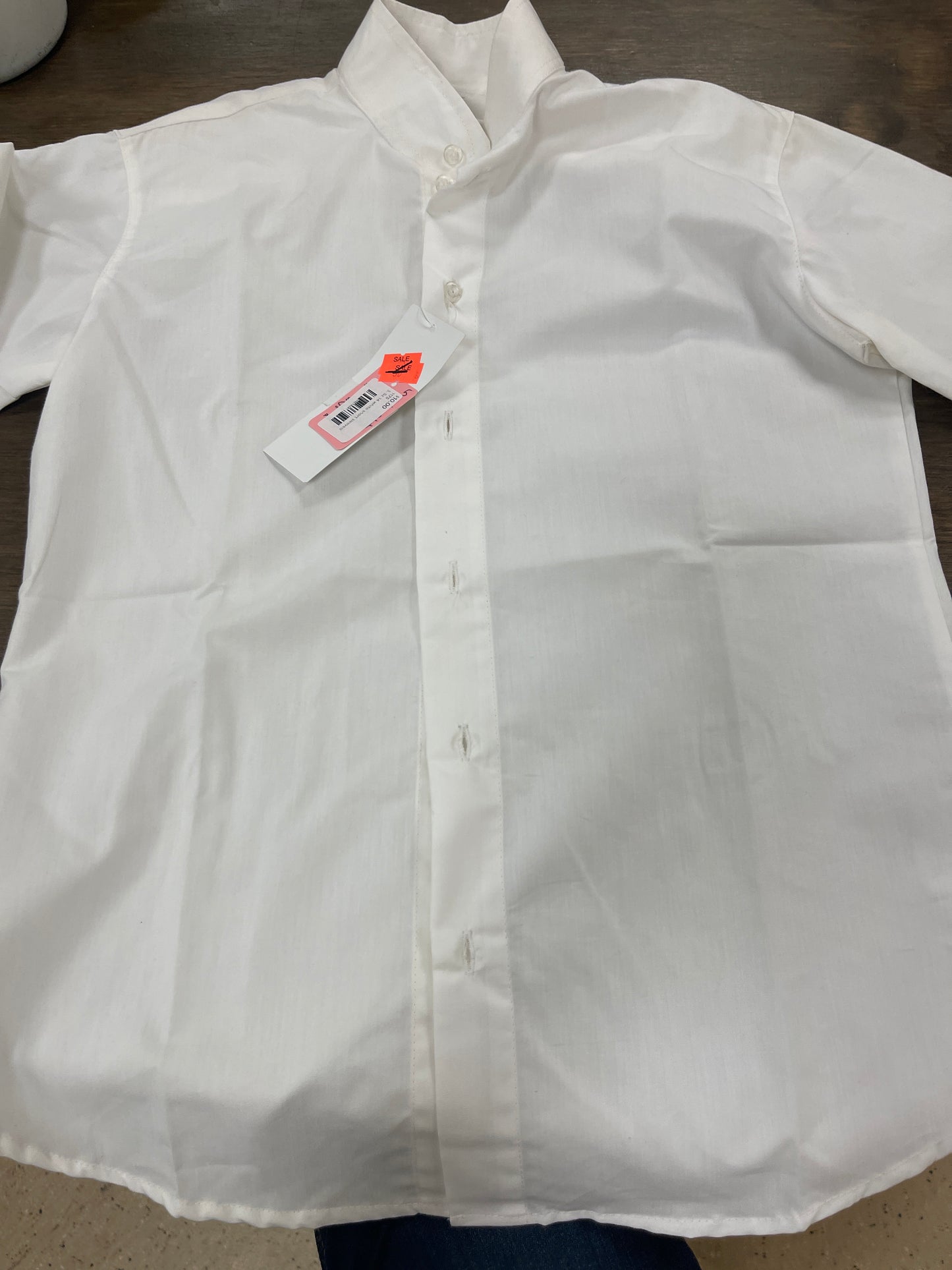 kids 14 white short sleeved shirt, starter tuffrider, shirt087