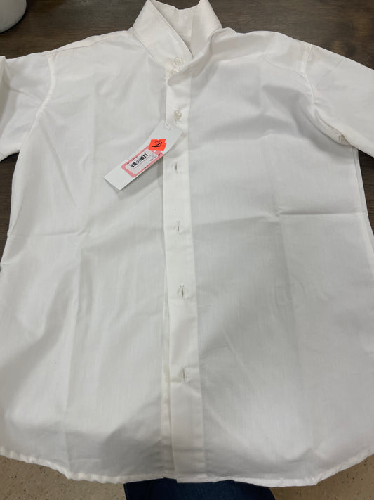 kids 14 white short sleeved shirt, starter tuffrider, shirt087