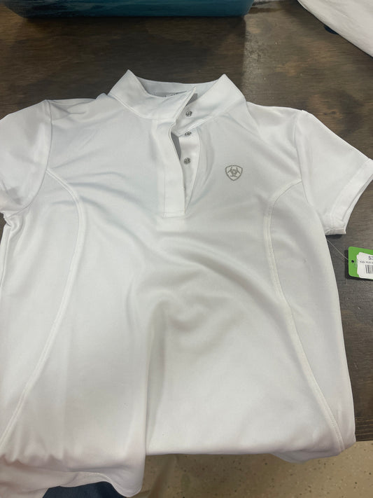 Kids XS/6 Short Sleeve white Ariat pro series shirt, shirt058