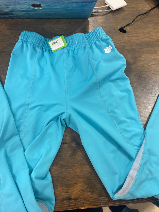 Kids 12/L Turquoise knee patch tights, Baleaf, pants097