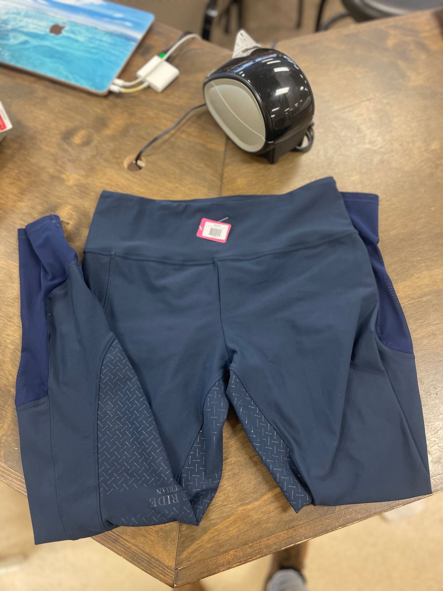 52. Lds 30 Navy Silicone Full Seat Riding Tights,  Free Ride, pants148