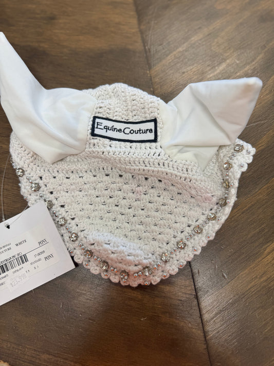 Pony Equine Couture White Fly Bonnet with Crystals, tackp011
