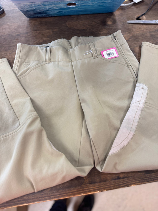 1. Kids 12r Tan Knee patch breeches, Ariat, pants075