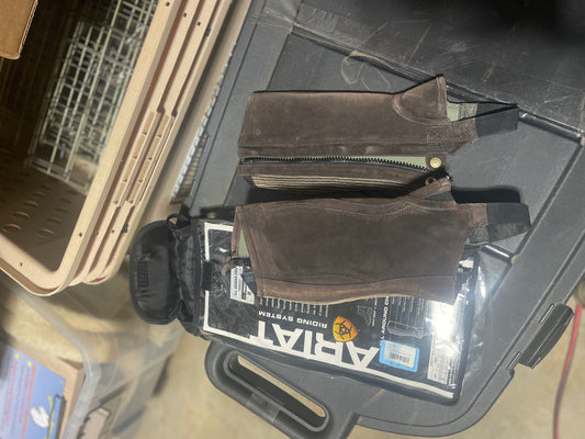 Sz Kids M brown Suede Half Chaps, Ariat New In Package