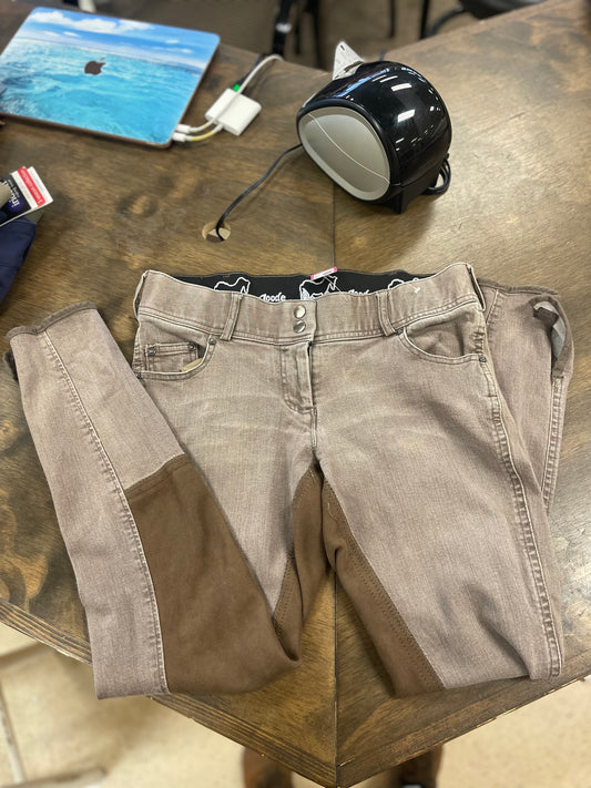 47. Lds 30 Brown Jeans Suede Full Seat Breeches, Good Rider, pants146