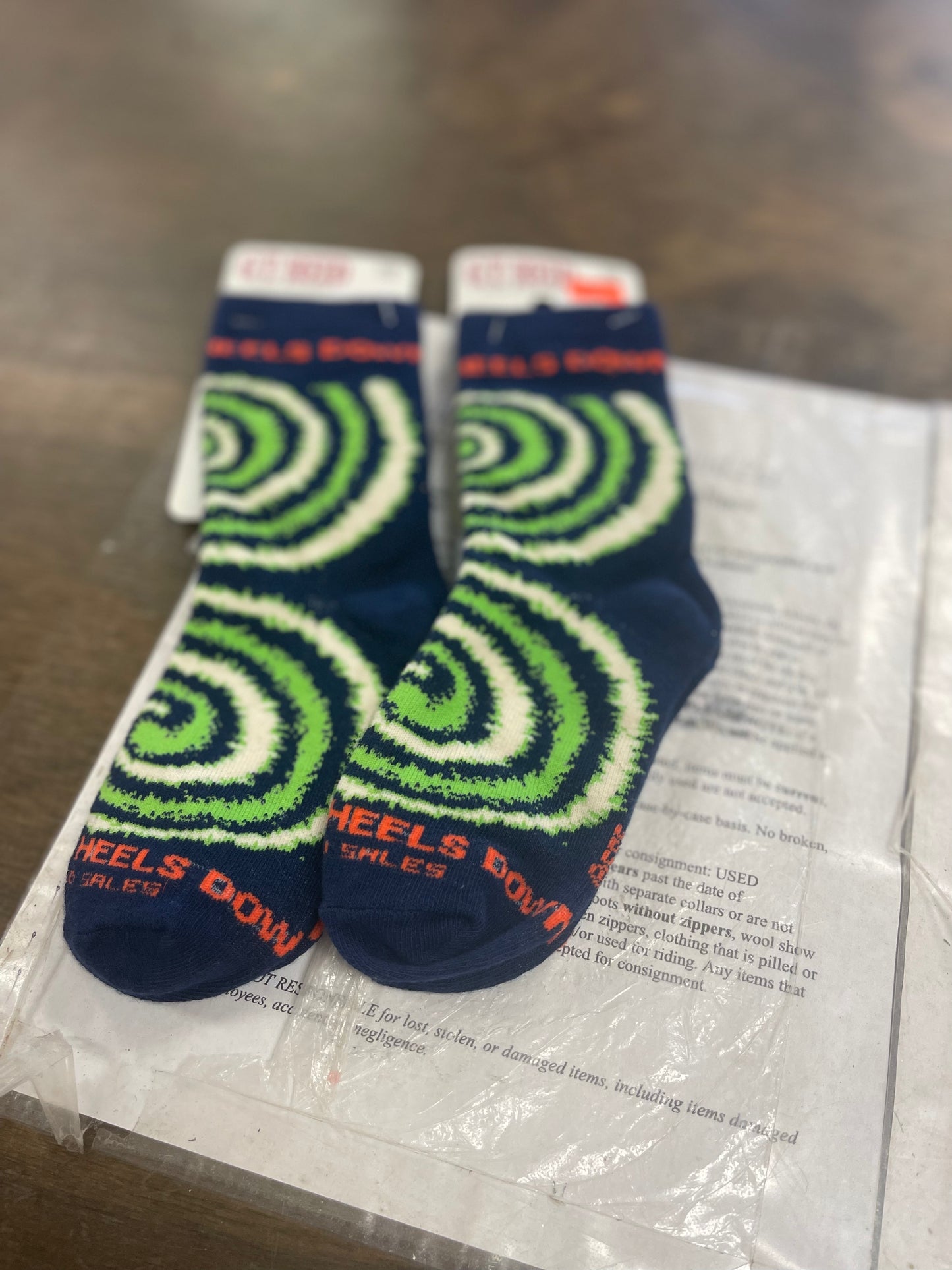 Kids Heels down socks, green/navy GT Reid, socks001
