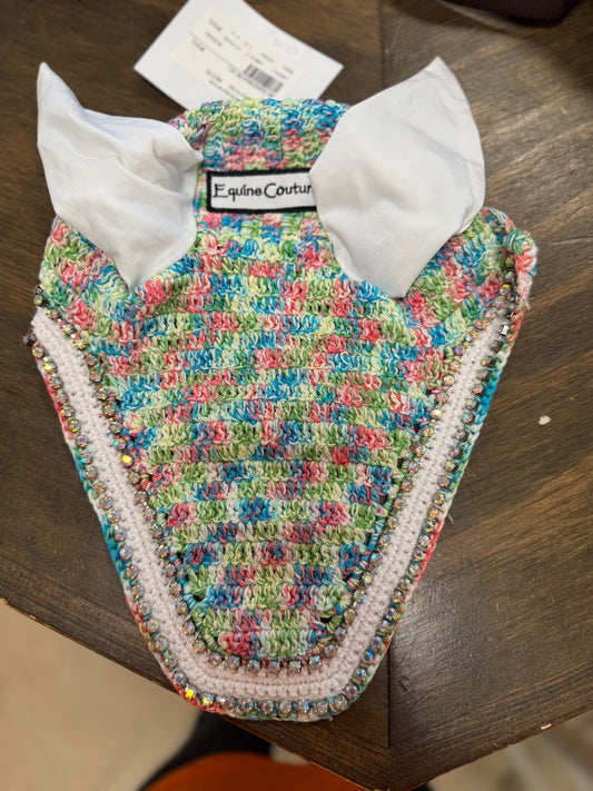 Equine Couture Rainbow Fly Bonnet with Crystals, tackp010