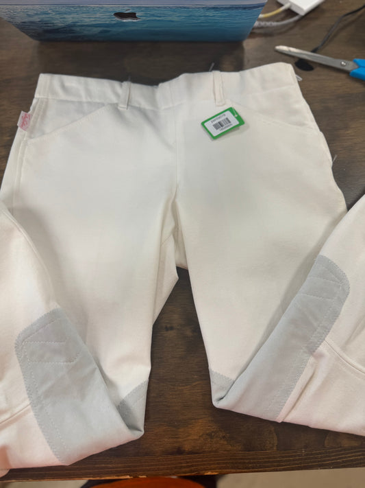 5. Kids 14 White knee patch breeches, Tailored Sportsmen, pants078