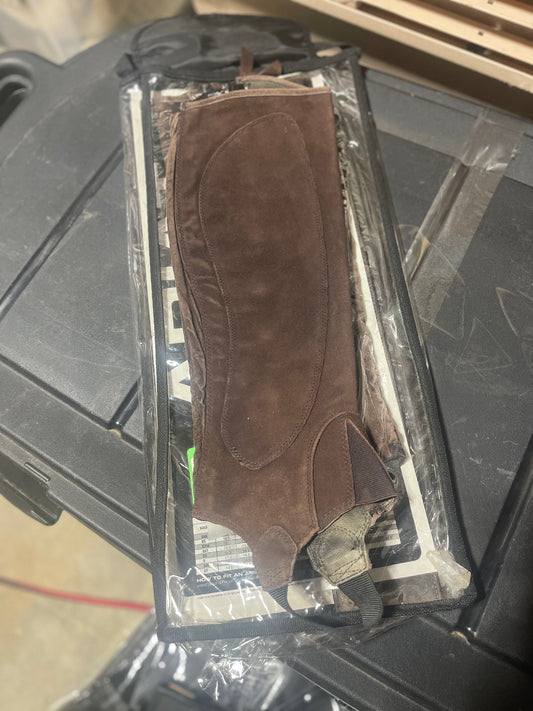 Mens Small Tall Brown Suede Half Chaps, Ariat all around II chaps