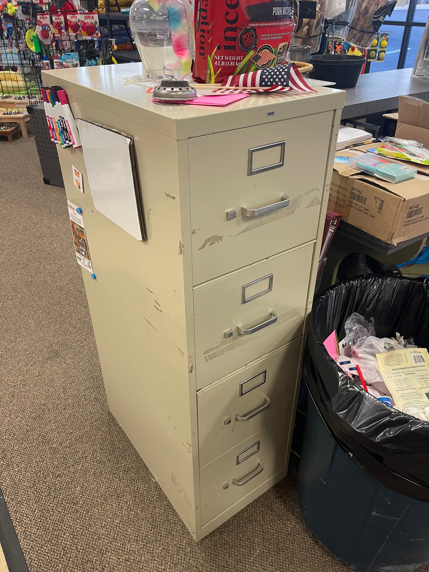 4 tier metal file cabinet, tan
