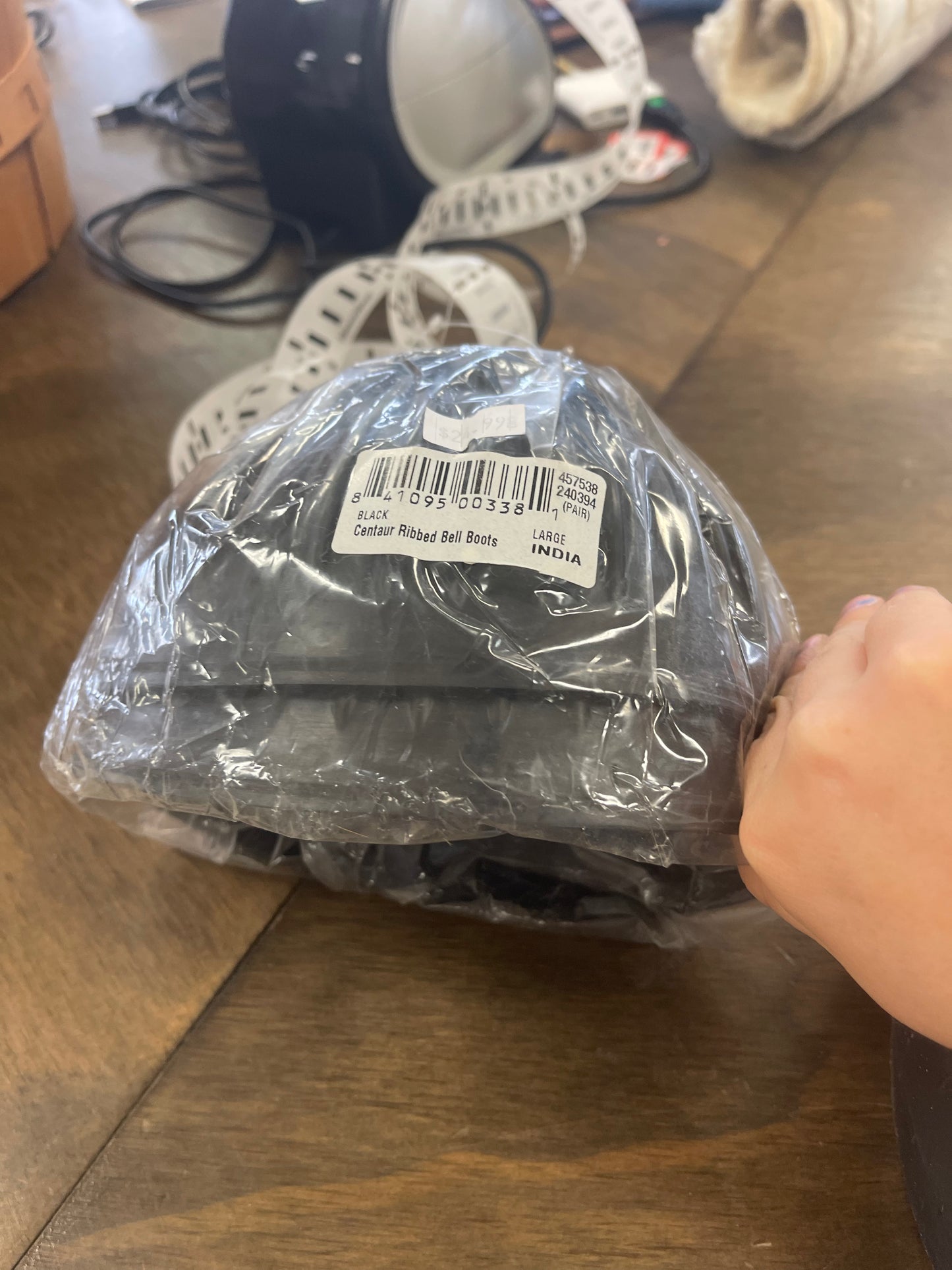 L Pull-On, Black Rubber ribbed Centaur bell boots, Wraps032