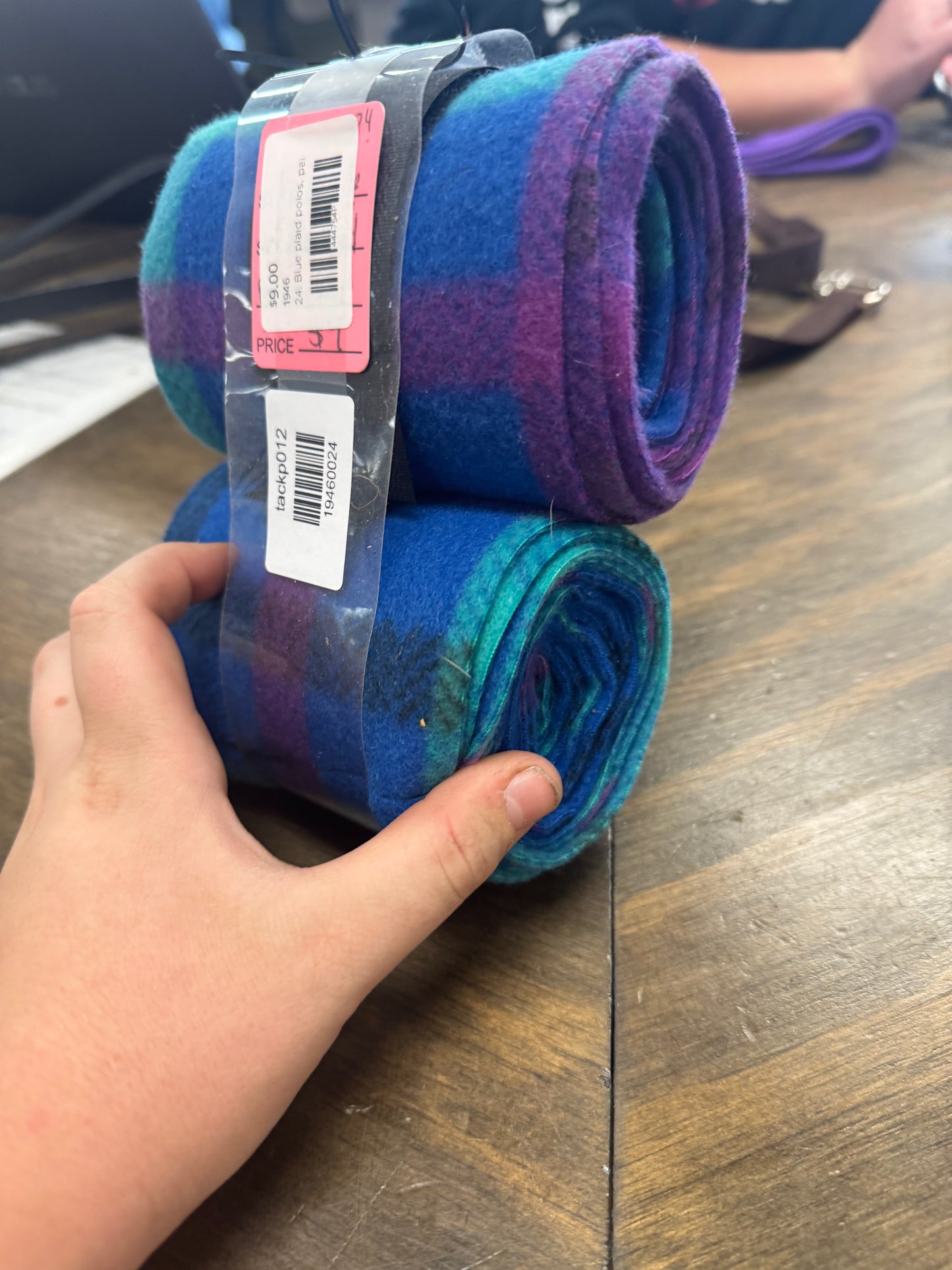 24. Blue plaid polos, pair, tackp012