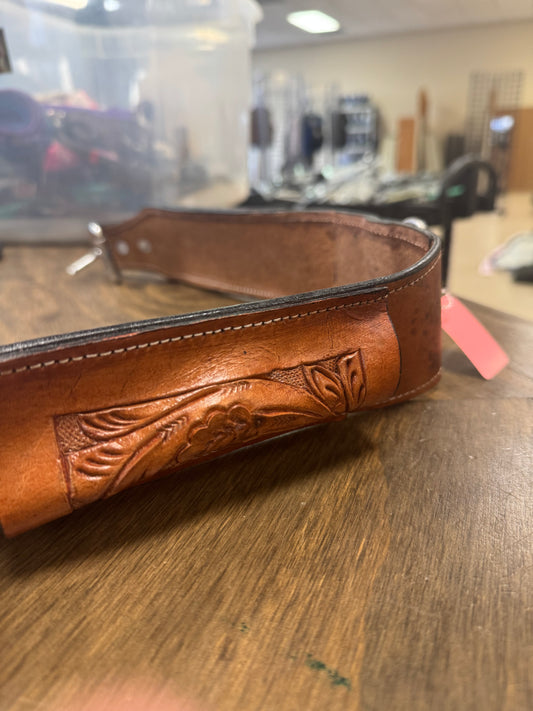 8. Pony back cinch, med oil, tooled leather, tackp015
