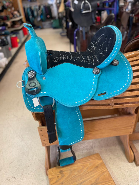 16" Turquoise Barrel Saddle, New