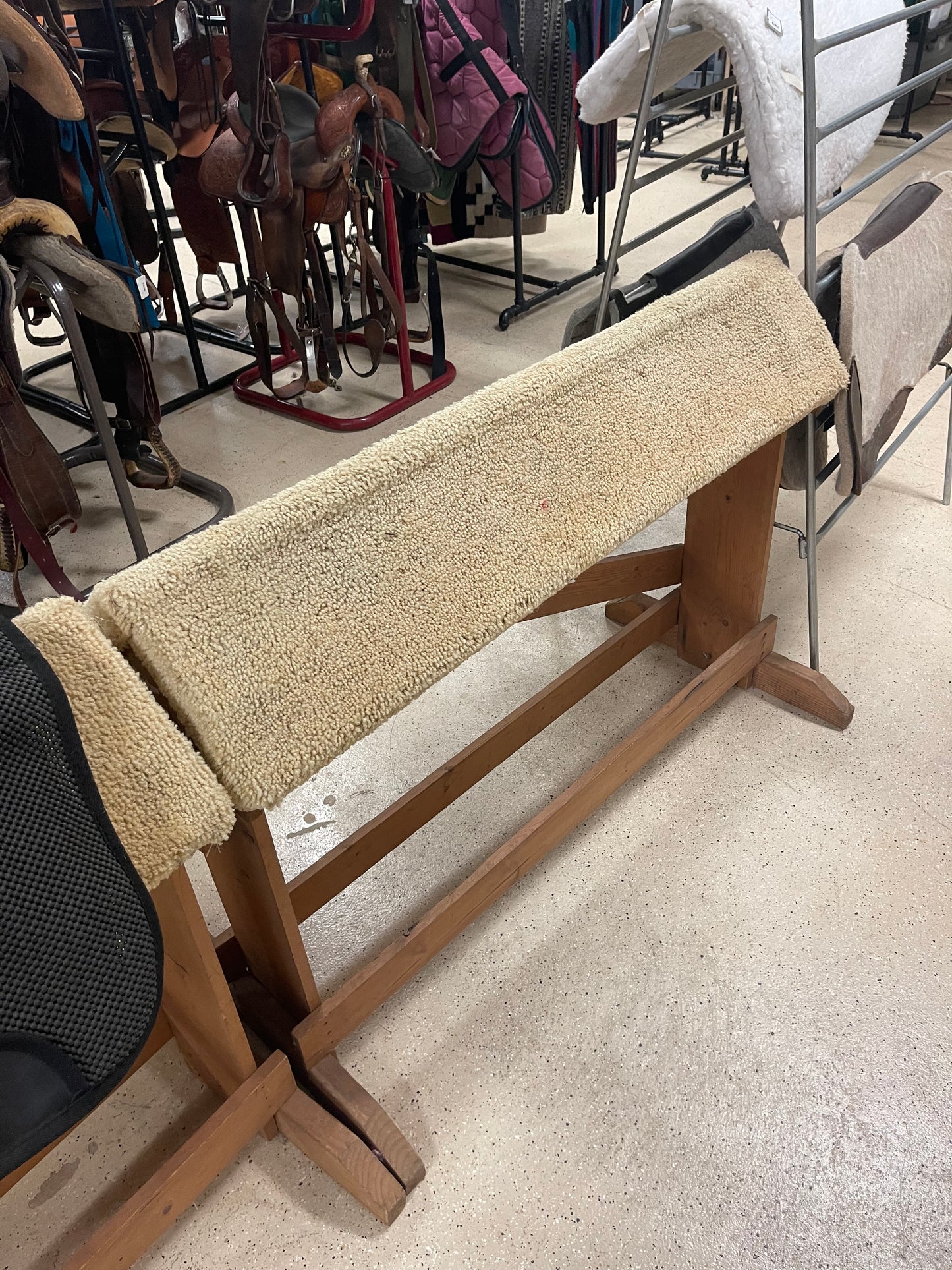 Wooden Sawhorses with carpet covered top