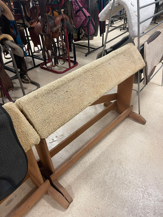 Wooden Sawhorses with carpet covered top