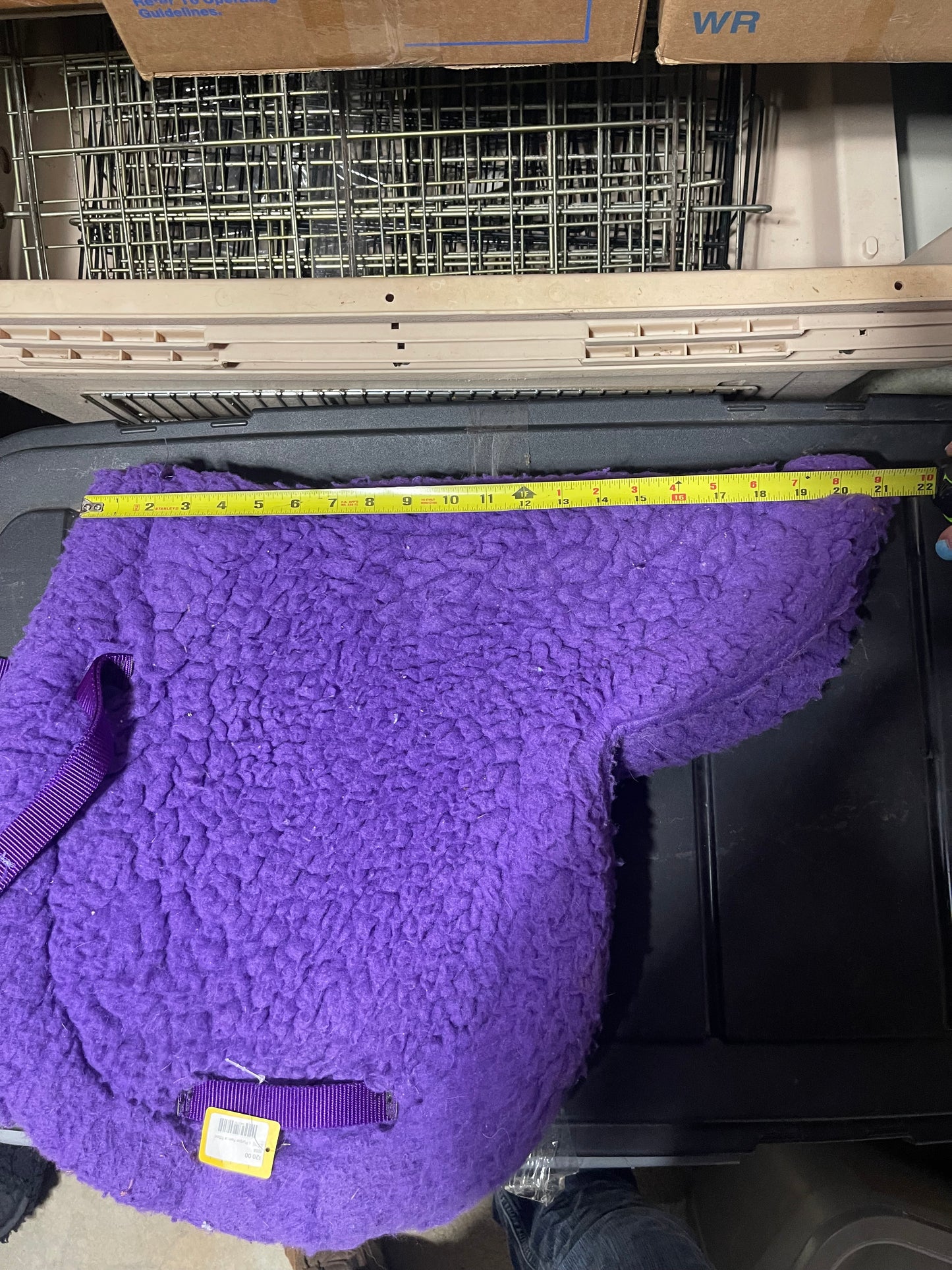 18” Purple fleece fitted English pad, 21" spine total