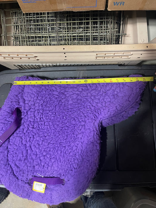 18” Purple fleece fitted English pad, 21" spine total