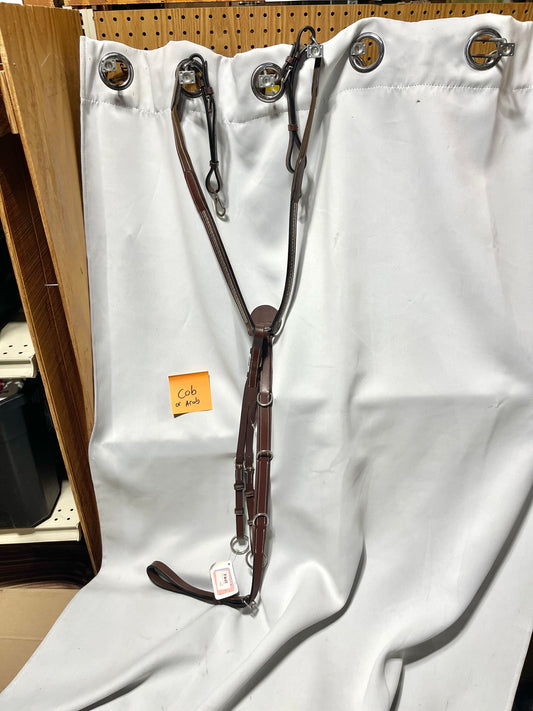 Cob Runners brand brown clincher padded breastcollar w/running martingale attachment and elastic, NWT