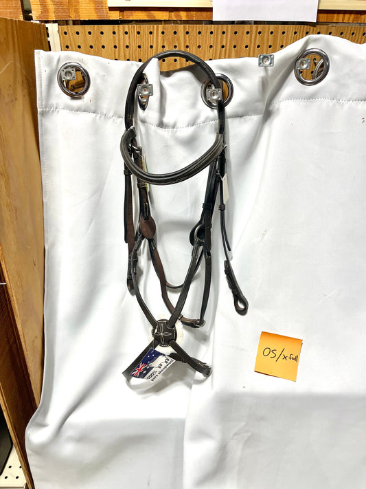 Xfull/Oversize Brown padded monocrown raised fancy stitch figure 8 bridle, Crown Bridleworks NWT