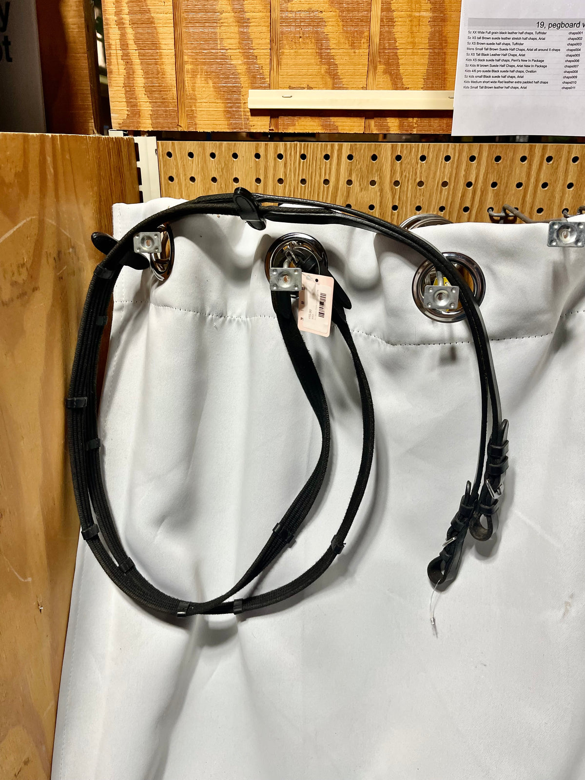 56" x 5/8" English Black Cotton webbed reins with leather stoppers, nearly new