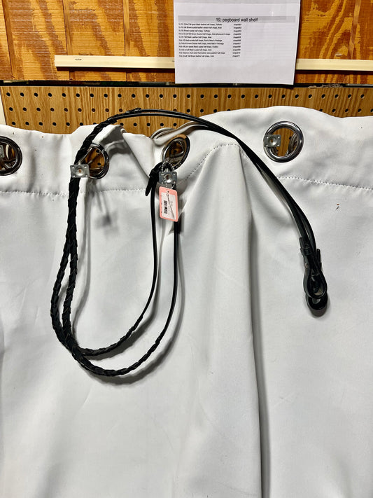 54" Cob/Arab/Small Horse Black Laced English Reins with bridle hook fastener ends, nearly new
