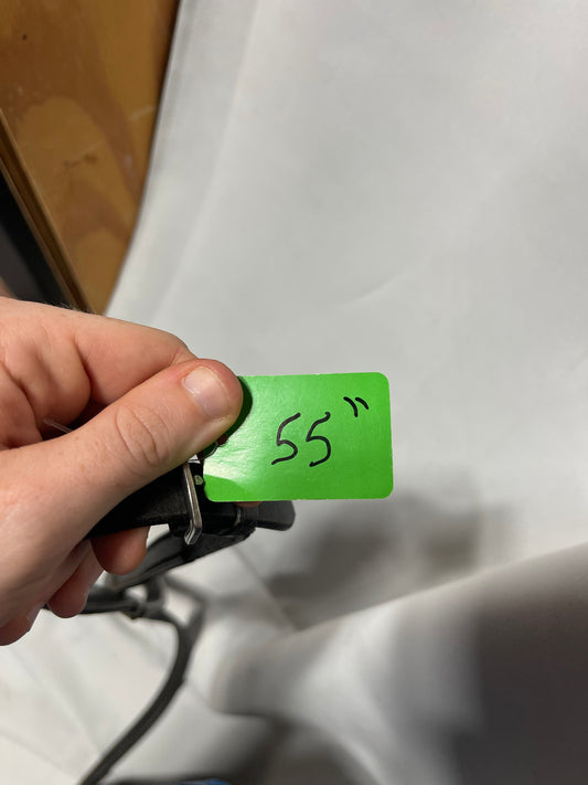 55" Equus Rubber Eventa black rubber grip reins, with bridle fastener ends. Well used