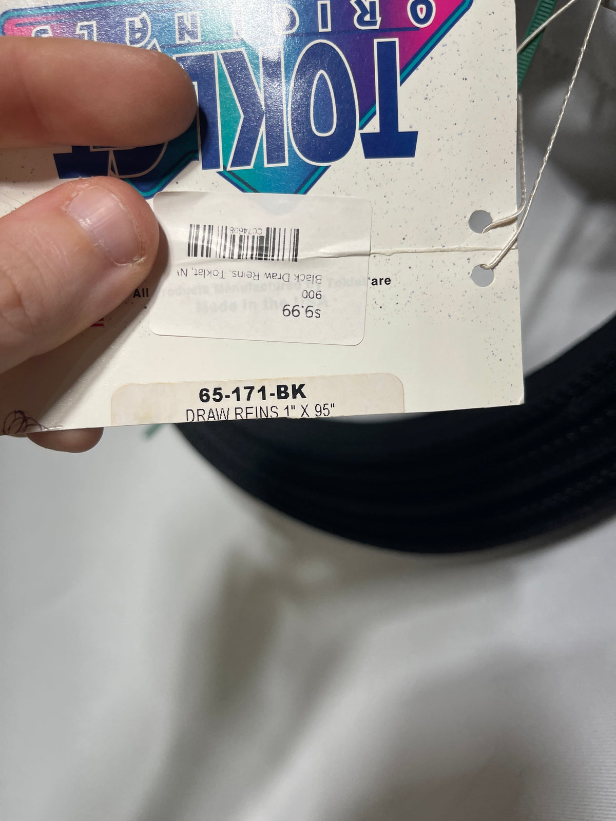 Toklat Black flat nylon 1" x 95" Draw reins, new with tags