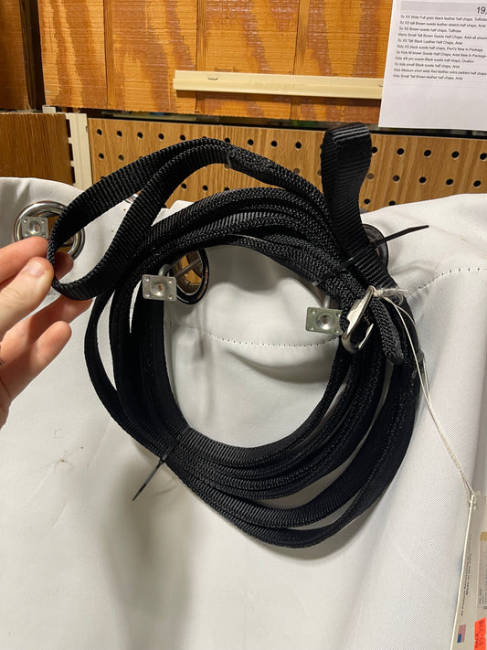 Toklat Black flat nylon 3/4" x 95" Draw reins, new with tags