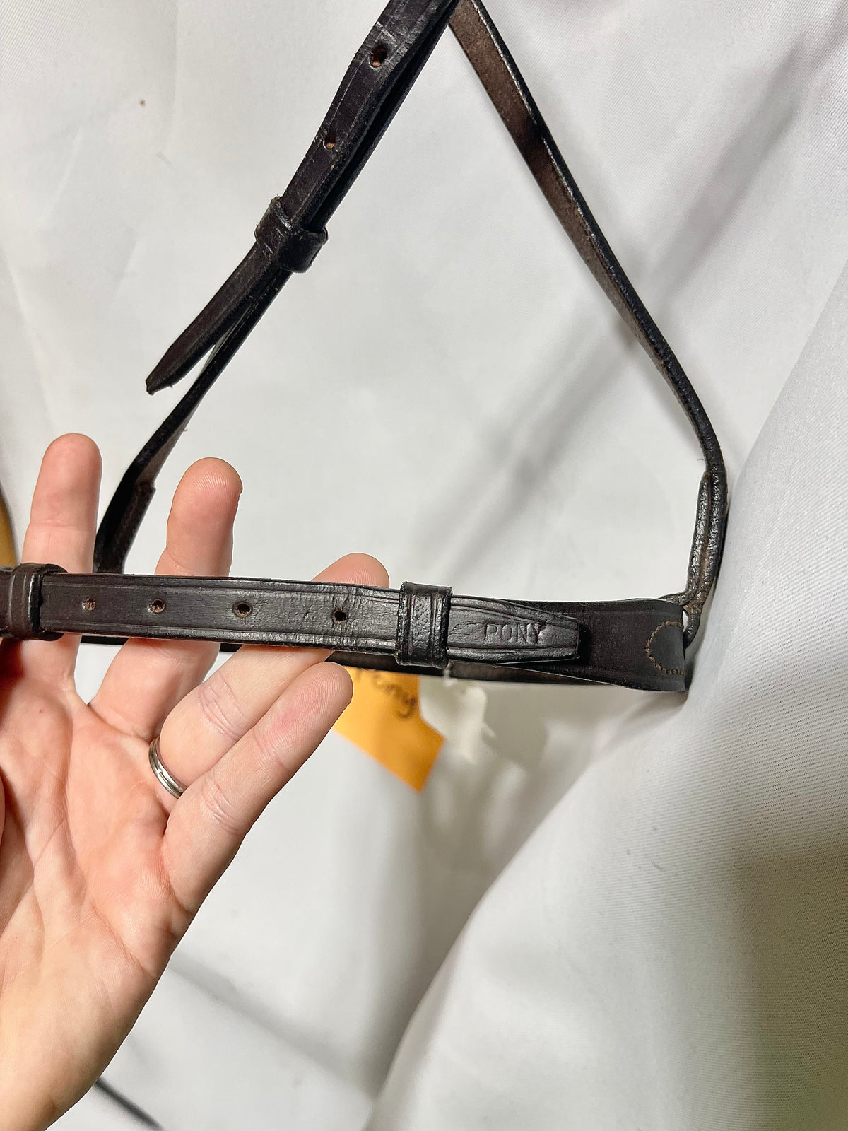 Havana Brown Pony size non-padded plain raised English cavesson noseband, like new
