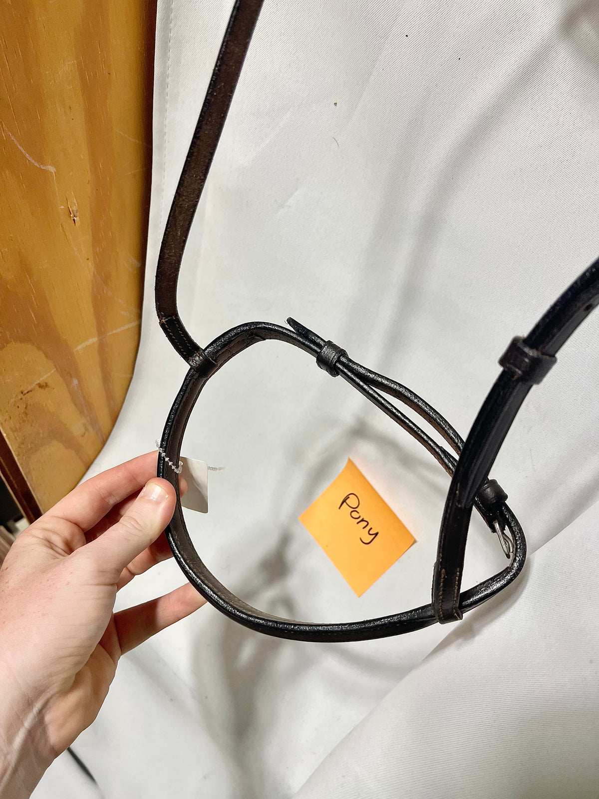Havana Brown Pony size non-padded plain raised English cavesson noseband, like new