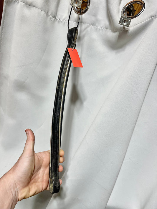 15/16" Full/large horse padded Black and silver piped English replacement brow band, used