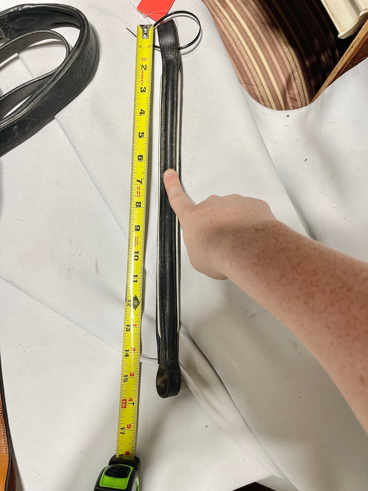 15/16" Full/large horse padded Black and silver piped English replacement brow band, used