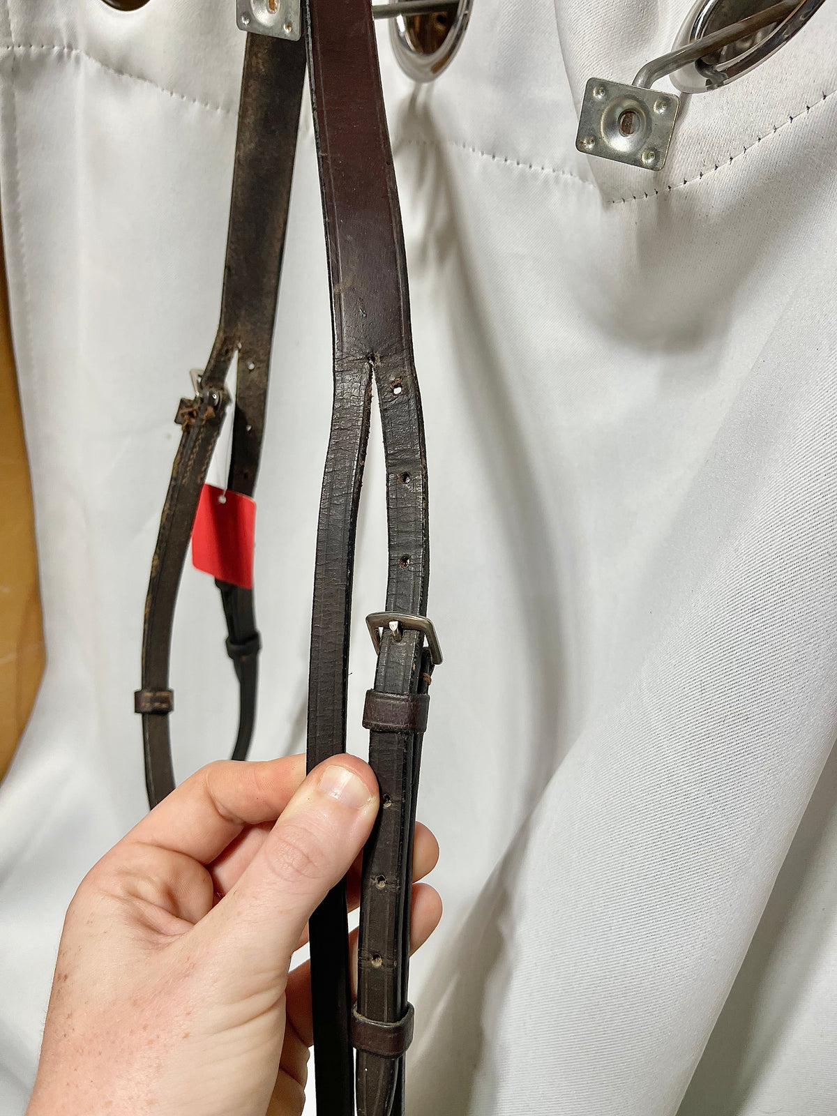 Horse/Full brown replacement plain crown piece for english bridle, extra holes punched to make it smaller