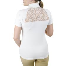 Equine Couture Magnet Closure Short Sleeve Lace Show Shirt, Ladies