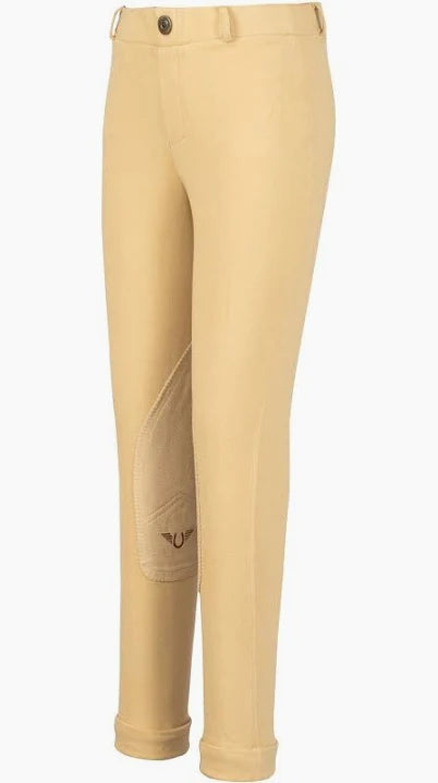 Tuffrider Tan Cotton Pull On Knee Patch Show Jodhpurs, Kids (Jods)